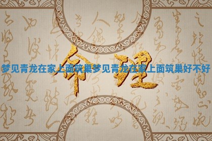 梦见青龙在家 🚘 上面筑巢_梦见青龙在 🏄 家上面筑巢好不好 梦见青龙在家 🚘 上面筑巢_梦见青龙在 🏄 家上面筑巢好不好